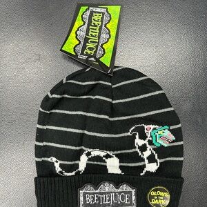 Beetlejuice Glow-in-the-Dark Striped Beanie